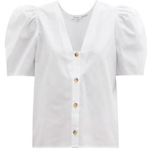 RHODE White Nisha Button-Up Blouse